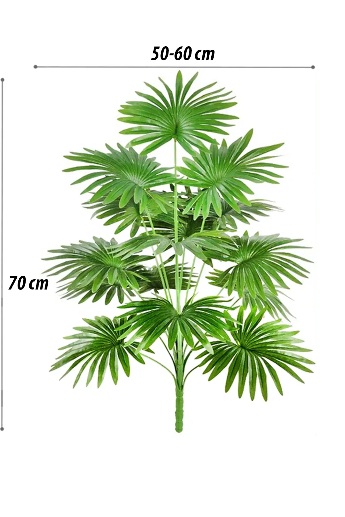 Yapay Çiçek Deposu - Yapay Lüx 18 Dallı Palmiye Bitkisi 70 cm Yeşil(Saksısız)