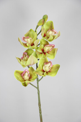 Yapay Çiçek Deposu - Yapay Islak Dokulu Premium Singapur Orkide Çiçeği 72 cm Yeşil