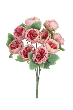 Yapay Çiçek Deposu - Yapay Çiçek 10 Dallı Catalina Rose 45 cm Pembe