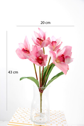 Yapay 7 Dallı Islak Dokulu Singapur Orkide Demeti 43 cm Pembe - Thumbnail