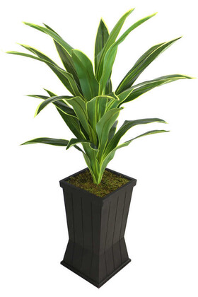 Saksılı Yapay Ağaç Premium Drecina Ağacı 130cm Dracaena Plant (Yeşil-Sarı) - Thumbnail