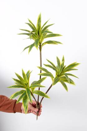 Yapay Bitki 3lü Dracaena Reflexa Dalı 75 cm Yeşil-Sarı - Yapay Çiçek Deposu