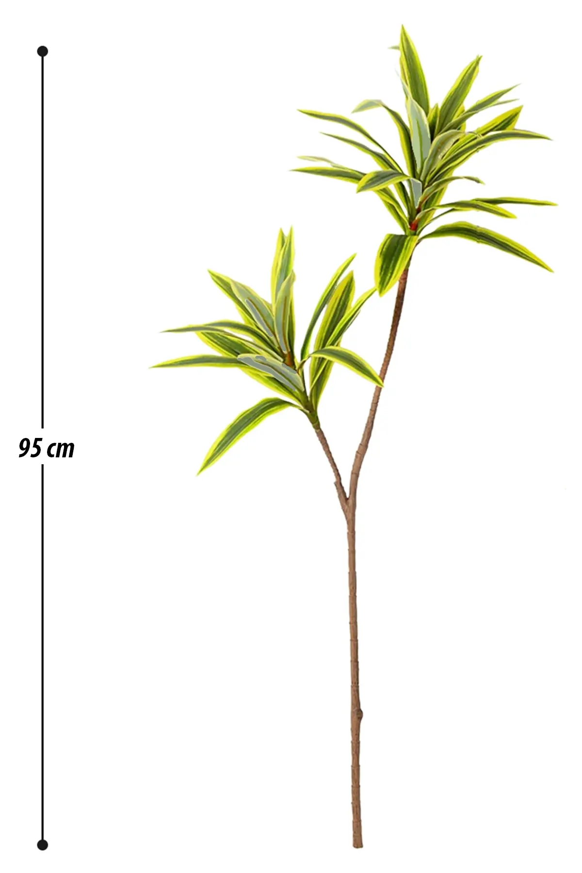 Yapay Çiçek Deposu - Yapay Bitki 2li Dracaena Reflexa Dalı 95 cm Yeşil-Sarı