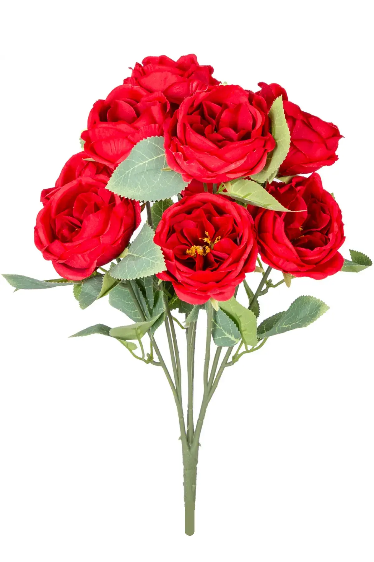 Yapay Çiçek Deposu - Yapay Çiçek 10 Dallı Catalina Rose 45 cm Kırmızı
