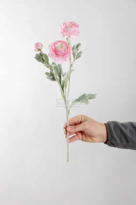 Yapay Çiçek 3lü Şakayık Ranunculus Dalı 50 cm Pembe - Yapay Çiçek Deposu