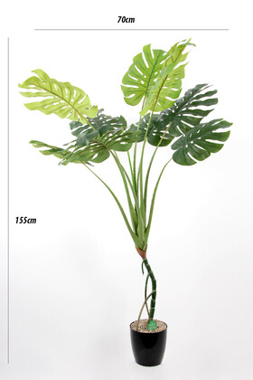 Yapay Deve Tabanı Ağacı (bonsai monstera ağacı) Gerçek Dokulu 9 Yapraklı 155 Cm - 2