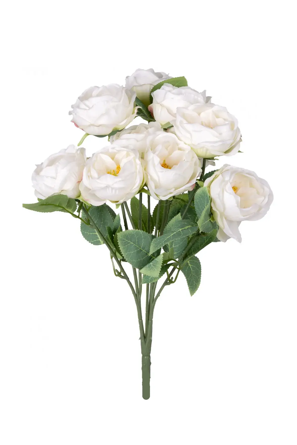 Yapay Çiçek Deposu - Yapay Çiçek 10 Dallı Catalina Rose 45 cm Beyaz