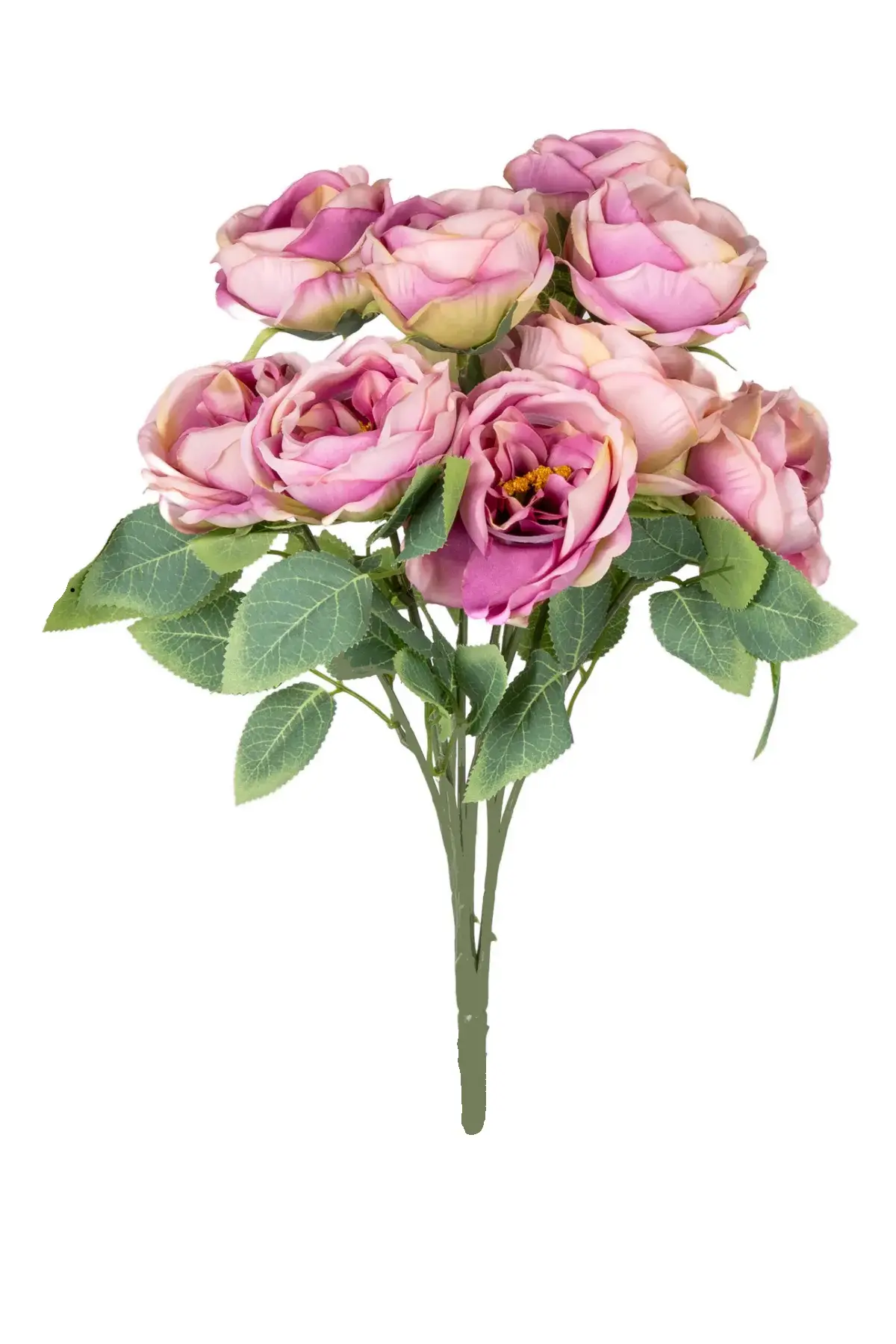 Yapay Çiçek Deposu - Yapay Çiçek 10 Dallı Catalina Rose 45 cm Krem-Lila